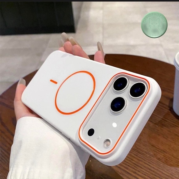 Other - iPhone 17 Pro Case – MagSafe Style White/Orange – Shockproof Protective Cove